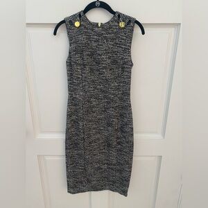 Elegant Black and White Tweed Dress